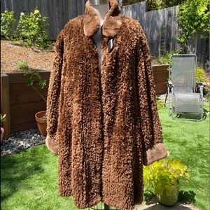 Paula Lishman Fur Knit Vintage Brown Coat